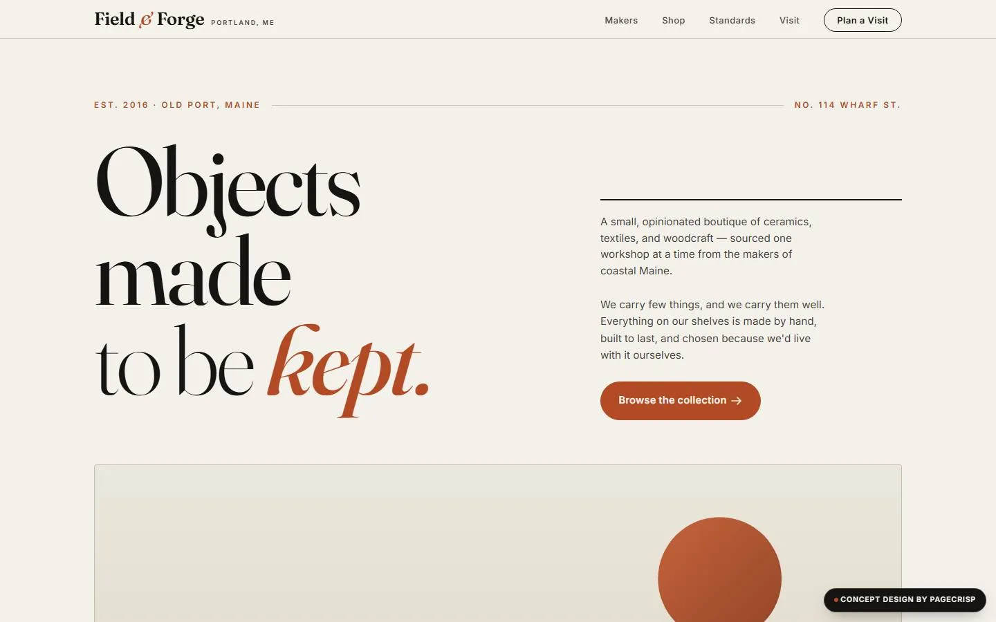Field & Forge — concept website design by pagecrisp