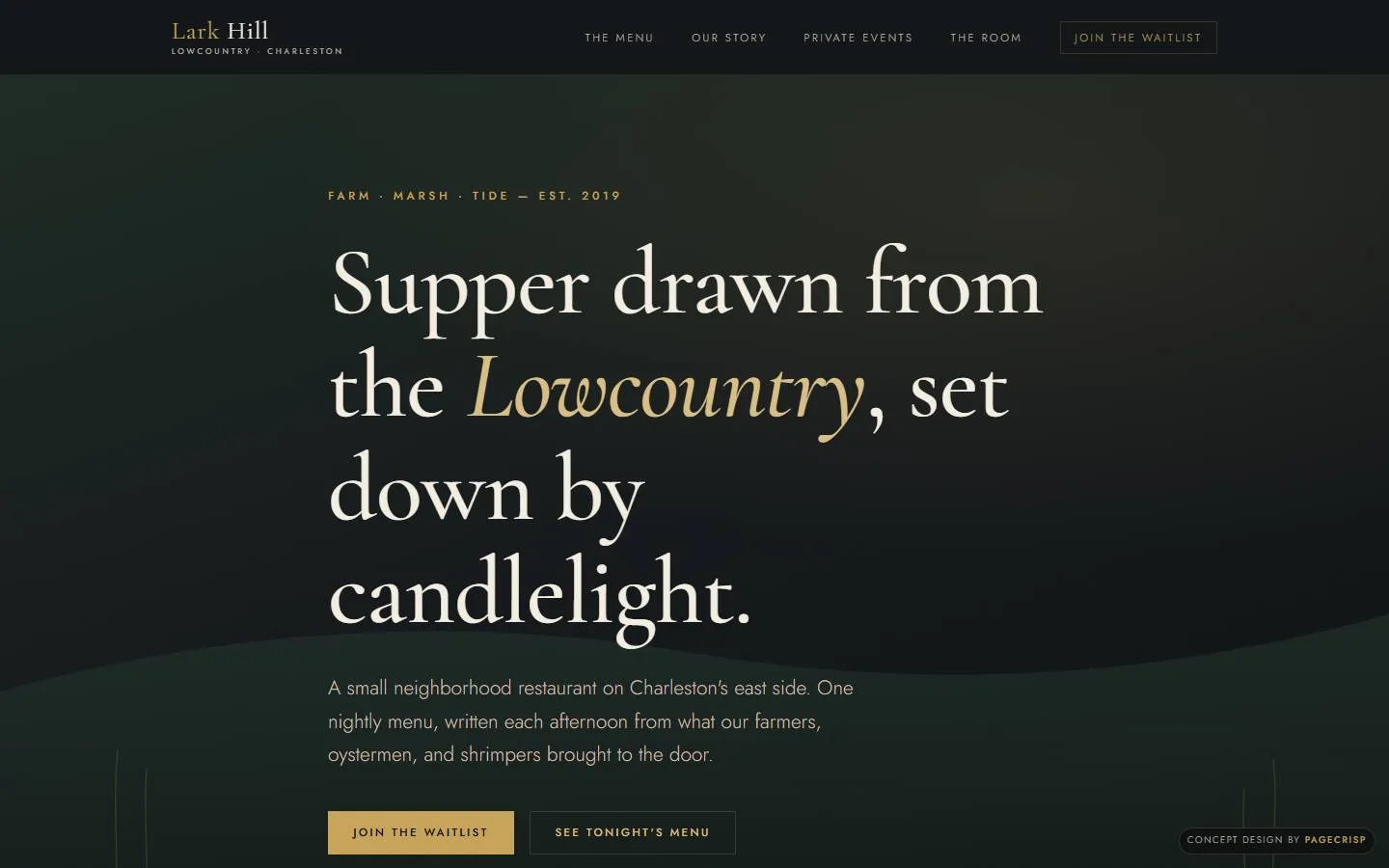 Lark Hill — concept website design by pagecrisp